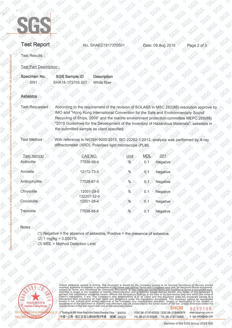 Certificado SGS de fibra biosoluble - Shandong MINYE_01
